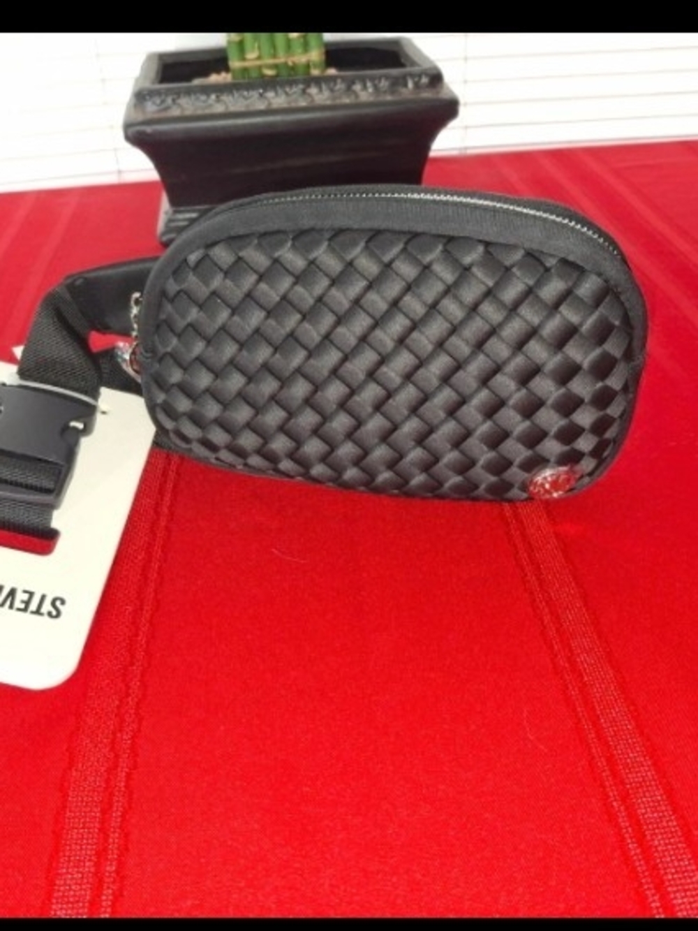 Steve Madden Black Woven Belt Bag